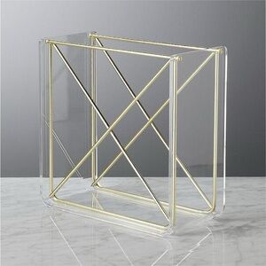 CB2 Gold and Clear wine/magazine Holder